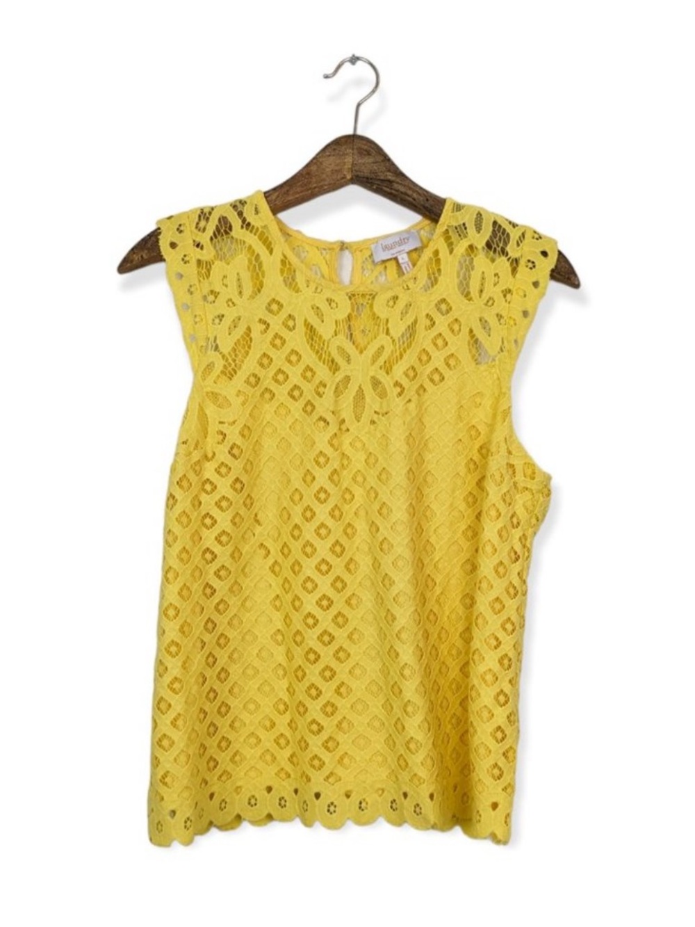 Laundry By Shelli Segal Yellow Lace Sleeveless Top